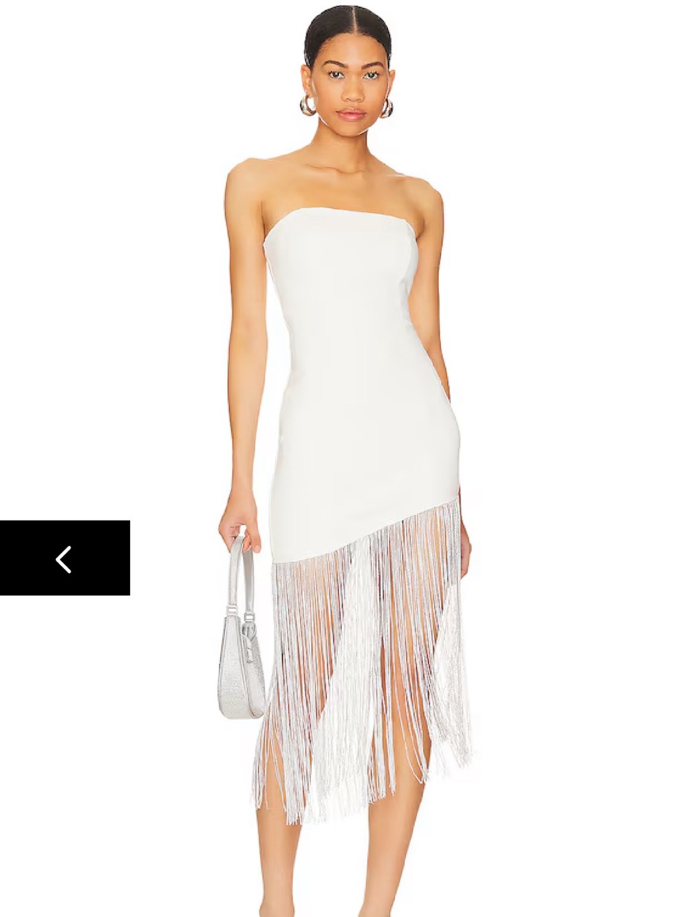 REVOLVE White Strapless Fringe Midi Dress